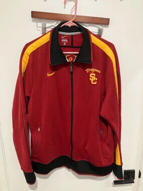 Nike Men's USC Trojans Embroidered Track Jacket, Cardinal/Gold, Size XL
